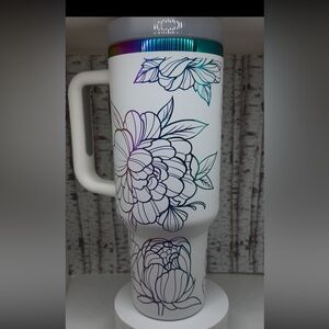 Gorgeous 40oz rainbow peony tumbler